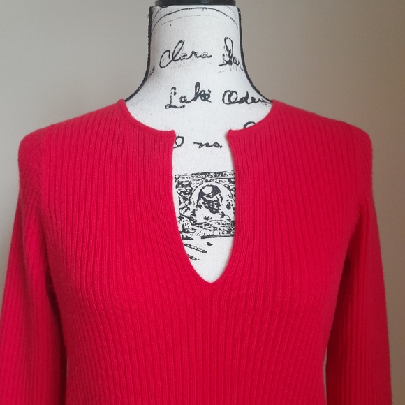 Ett Twa Anthropologie red wool blend sweater womens XS - Picture 2 of 10
